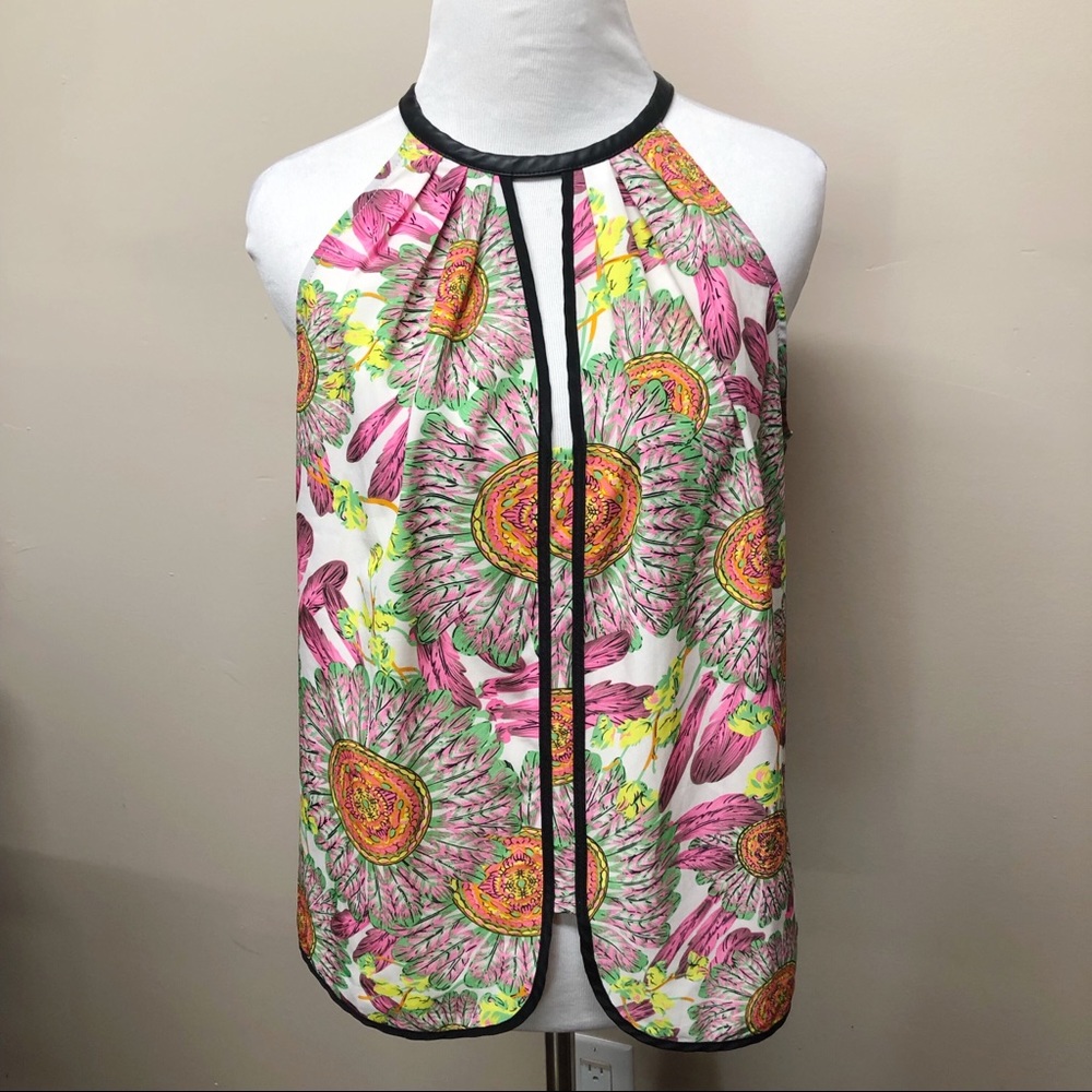 Mustard Seed Floral Sleeveless Blouse Small